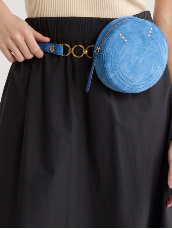 Longchamp Handbags - Longchamp Cavalcade Round Suede Belt Bag in Blue NWT